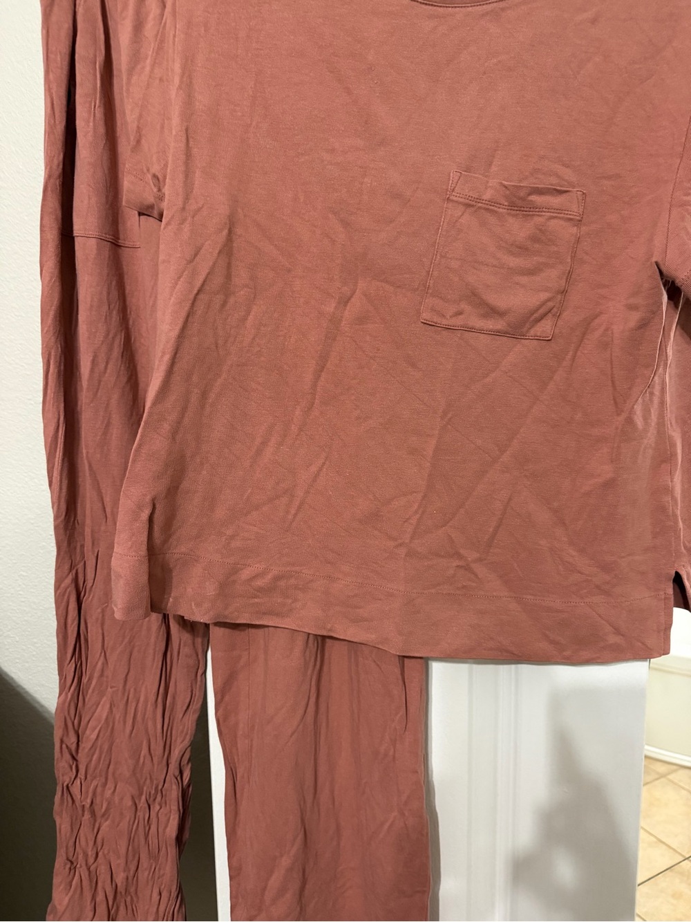 Soma lounge Long Sleeve Pocket Top and Pants Set - Dusty Rose size small both